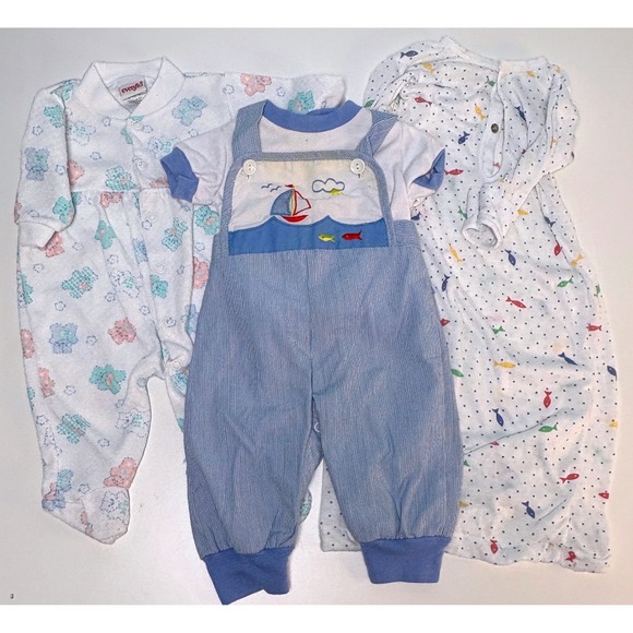 Evenflo Other - Evenflo 3-6m Montgomery Ward Tiny Tots Vintage Baby Clothes Bundle Blue White